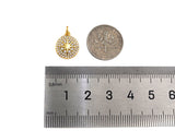 18k Dainty Gold North Star On Round Coin Charms, Dainty Gold Star Pendant, Star Necklace Charms, 11x13mm, Sku#Z1252