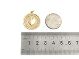 14K Gold Filled Heart On Round Medallion Pendant,SKU#LX03