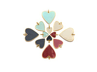 Black White Red Blue Enamel Heart Pendant, Sku#FH30