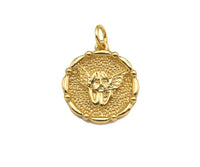 18K Dainty Gold Angel Face On Round Coin Shape Pendant/Charm,Gold Angle Medallion Charm, Necklace Bracelet Charm Pendant,17x15mm, Sku#F1362