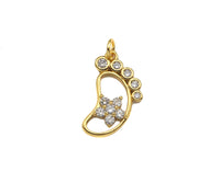 CZ Micro Pave Foot Shape Pendant,18K Gold Star Charm, Necklace Bracelet Charm Pendant,12x21mm,Sku#FH158