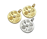 CZ Micro Pave Underwater World pearl Center Coin Pendant/Charm,Sheell Snail Pearl, sku#L400