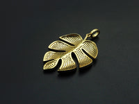 CZ Micro Pave Large Leaf Shape Pendant, Large Leaf Pendants, 30x41mm,sku#F1101