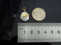 Gold Filled Mom Word On Pearl Pendant, Bracelet Necklace Natural Pearl Charm, 18K Gold Filled Mom Pendant Charm,13x19mm,Sku#Z1365