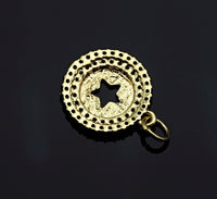 CZ Micro Pave Hollow Out Five Star On Round Coin Shape Pendant, Gold/Silver Plated,Necklace Bracelet Charm Pendant,14x16mm,sku#F1253