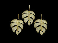 CZ Micro Pave Large Leaf Shape Pendant, Large Leaf Pendants, 30x41mm,sku#F1101