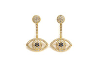 CZ Evil Eye Dnagle Earrings, Sku#J231
