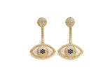CZ Evil Eye Dnagle Earrings, Sku#J231