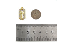CZ Cross On Rectangle Shape Charm, Sku#LK198