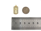 CZ Cross On Rectangle Shape Charm, Sku#LK198