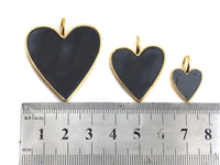 Black White Red Blue Enamel Heart Pendant, Sku#FH30