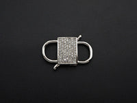 CZ Micro Pave Square Lock Clasp, Interlock Micro pave Clasp, Interlocking Clasp Fastener, 13x25mm, sku#H281