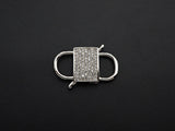 CZ Micro Pave Square Lock Clasp, Interlock Micro pave Clasp, Interlocking Clasp Fastener, 13x25mm, sku#H281