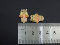 Colorful CZ Micro Pave Hamsa Hand Pendant/Charm,Cubic Zirconia Paved Charm, Necklace Bracelet Charm Pendant, 14x21mm,sku#F1144