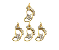 CZ Micro Pave Foot Shape Pendant,18K Gold Star Charm, Necklace Bracelet Charm Pendant,12x21mm,Sku#FH158