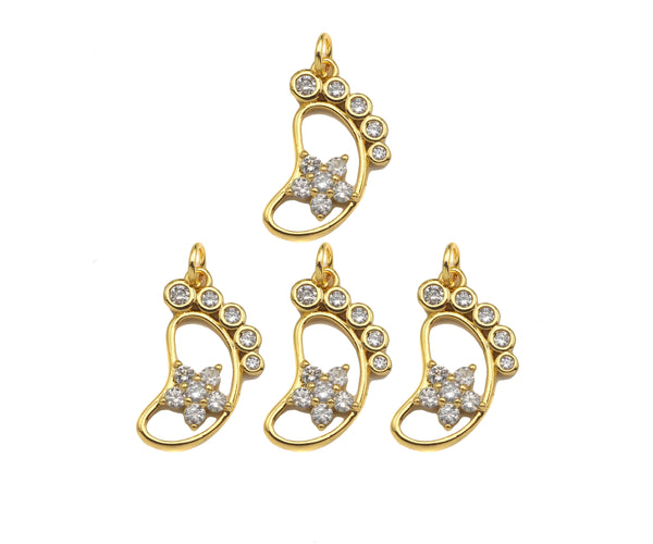 CZ Micro Pave Foot Shape Pendant,18K Gold Star Charm, Necklace Bracelet Charm Pendant,12x21mm,Sku#FH158