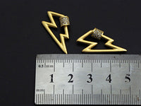 Matte Gold CZ Micro pave Lightning Shape Clasp, CZ Pave Clasp, Matte light Gold Carabiner Clasp, 15x27mm, sku#H198