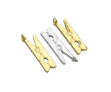 Clothespin Shape Pendant, Dainty Gold/Silver Clothes Peg Charm, Necklace Bracelet Charm Pendant, 11x38mm, Sku#L546