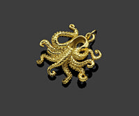 Gold Filled Big Clear CZ Micro Pave Squid Shape Pendant, 18K Gold Filled Squid Charm, Necklace Bracelet Charm Pendant, 22x22mm,Sku#Y472