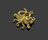 Gold Filled Big Clear CZ Micro Pave Squid Shape Pendant, 18K Gold Filled Squid Charm, Necklace Bracelet Charm Pendant, 22x22mm,Sku#Y472