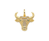 CZ Micro Pave Bull's Head Shape Pendant/Charm,Cubic Zirconia Dainty Gold Charm, Necklace Bracelet Charm Pendant,20x18mm, Sku#F1384