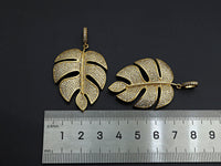 CZ Micro Pave Large Leaf Shape Pendant, Large Leaf Pendants, 30x41mm,sku#F1101