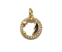 CZ Enamel Moon Coin charm, sku#L324