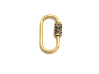 Colorful CZ Micro Pave Oval Shape Clasp, Gold Plated U Shape Clasp, Pave Lock, Carabiner clasp, 17x29mm/12x19mm, sku#K83