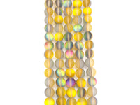 Matte Dusty Yellow Aura beads, round 6mm/10mm Yellow Aura Manmade Moonstone Beads, 15.5" Full Strand, sku#U935