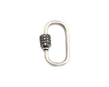 CZ Micro Pave Oval Shape Clasp, Antique Silver Carabiner Clasp, 13x24mm/15x29mm, sku#H165