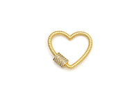 Gold/Black/Rose Gold CZ Micro pave Heart Clasp, Heart Screw clasp, Heart shape clasp,Gold Carabiner Clasp, 21mm, sku#H199