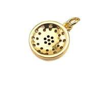 Micro Pave Cobalt CZ North Star On Round Coin Charms, Dainty Gold Charms/Pendant, Round Necklace Charms, 11x13mm, Sku#Z1253