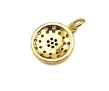 Micro Pave Cobalt CZ North Star On Round Coin Charms, Dainty Gold Charms/Pendant, Round Necklace Charms, 11x13mm, Sku#Z1253
