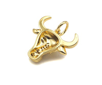 CZ Micro Pave Bull's Head Shape Pendant/Charm,Cubic Zirconia Dainty Gold Charm, Necklace Bracelet Charm Pendant,20x18mm, Sku#F1384