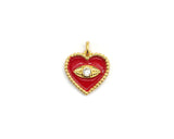 Pave CZ Enamel Heart With Evil Eye Pendant, Enamel Pendant,Enamel Heart Pendant, Oil Drop jewelry Findings,16mm,sku#Z255