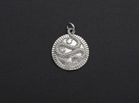 Medallion Snake on Round Coin Pendant, Snake Pendant, Gold/Silver Tone, 16x18mm, Sku#Z691
