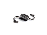 CZ Micro Pave Square Lock Clasp, Interlock Micro pave Clasp, Interlocking Clasp Fastener, 13x25mm, sku#H281
