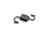 CZ Micro Pave Square Lock Clasp, Interlock Micro pave Clasp, Interlocking Clasp Fastener, 13x25mm, sku#H281