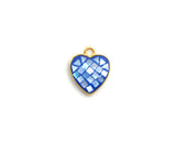 100% Natural Royal Blue Shell Heart Shape Pendant/Charm in Gold/Silver Finish, Blue Shell Charm 10x12mm,SKU#Z312