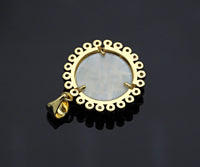 Clear CZ Micro Pave Pattern On Round Coin Shape Pendant Charm, Cubic Zirconia Round Mother of Pearl Charm,17x20mm,sku#LK161