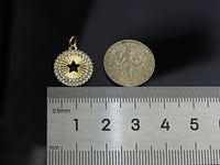 CZ Micro Pave Hollow Out Five Star On Round Coin Shape Pendant, Gold/Silver Plated,Necklace Bracelet Charm Pendant,14x16mm,sku#F1253