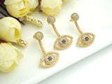CZ Evil Eye Dnagle Earrings, Sku#J231
