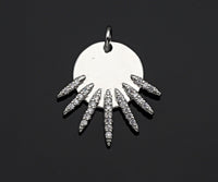 CZ Micro Pave Be the Light Spike Coin Pendant/Charm,sku#L375