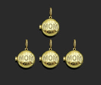 CZ Micro Pave Mom On Open-Up Round Box Shape Pendant, 22x23mm,Sku#F1405C