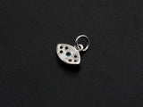 CZ Micro Pave Evil Eye Pendant/Charm, Clear Turquoise Cubic Zirconia Pave Charm, Silver/Gold Plated, 8x10mm, sku#Z777