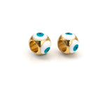 Enamel Turquoise Blue Evil Eye on Round Spacer Beads, 18K Gold Filled Large Hole Spacer Beads,6x8mm,Sku#Y541