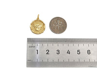 18K Dainty Gold Angel Face On Round Coin Shape Pendant/Charm,Gold Angle Medallion Charm, Necklace Bracelet Charm Pendant,17x15mm, Sku#F1362