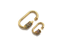 Colorful CZ Micro Pave Oval Shape Clasp, Gold Plated U Shape Clasp, Pave Lock, Carabiner clasp, 17x29mm/12x19mm, sku#K83