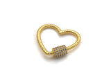 Gold/Black/Rose Gold CZ Micro pave Heart Clasp, Heart Screw clasp, Heart shape clasp,Gold Carabiner Clasp, 21mm, sku#H199