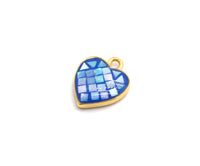 100% Natural Royal Blue Shell Heart Shape Pendant/Charm in Gold/Silver Finish, Blue Shell Charm 10x12mm,SKU#Z312